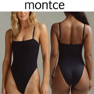Montce Black Rib Jacelyn One-Piece Swimsuit sz M 168$